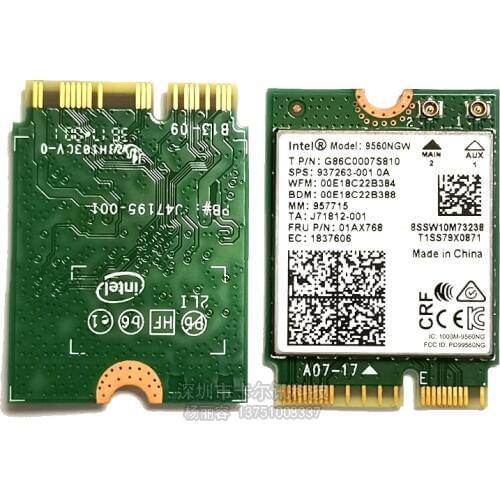 SSEA for Intel AC 9560 9560NGW NGFF M.2 wireless card Wifi 9560AC 8020.11ac Bluetooth 5.0 Dual band 1.73Gbps for Windows 10