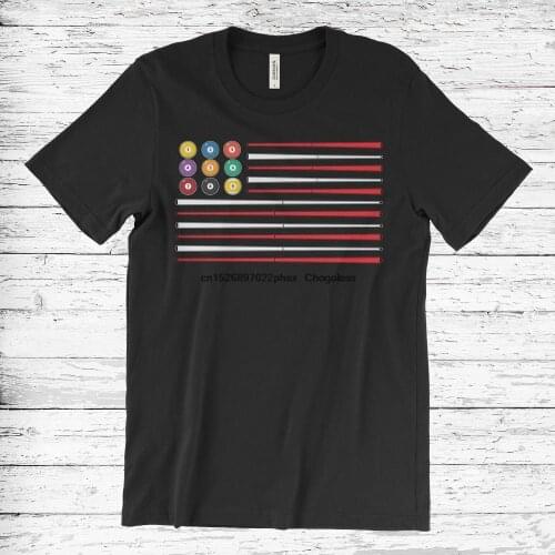 Billiards American Flag USA Patriotic Stick Cue Sport Game Pool Balls Billiard Player T Shirt Strike Snooker 8 Ball Table