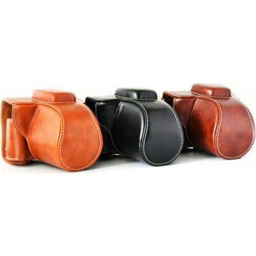 For Fuji Fujifilm XT100 Cases Bag Full Lens Cover Luxurious PU Leather Base Black brown coffee