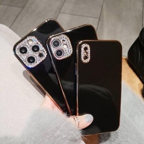 Plating lens camera protection glitter diamond soft phone case for iphone 12 Pro Max MiNi 11 Pro XR X XS 7 8 plus SE 20 cover