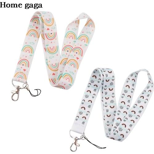 DB524 Colourful Rainbow Lanyard for Buttons Phone Cool Neck Strap Lanyard for Whistle ID Badge Cute Straps Ribbons Gift