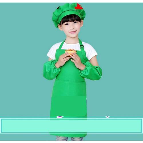 Childrens apron hat sleeve three piece set 7-13 years old