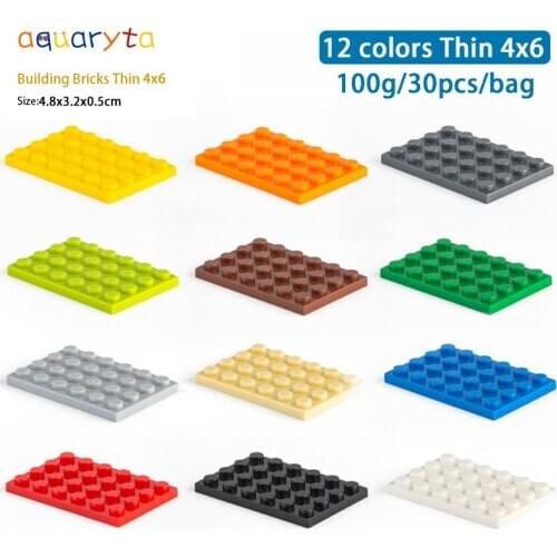 Aquaryta 30pcs DIY Building Bricks Thin 4x6 Blocks Compatible With logo Educational Assemblage Construction Toys for Chilren