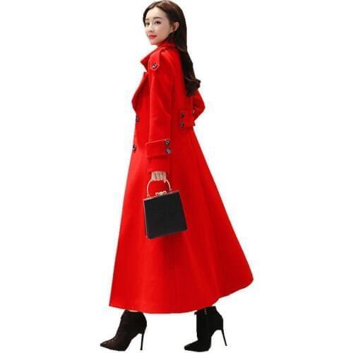 Long woolen overcoat womens new autumn 2019 South Korean collection waist show thin over knee autumn woolen overcoat