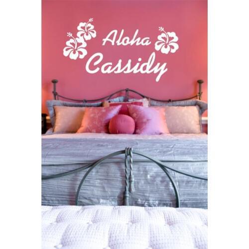 Hawaiian Modern Style Personalized Name Wall Decal Aloha Girls Room Custom Name Wall Decal Bedding Decor Vinyl Pattern DIYSYY535