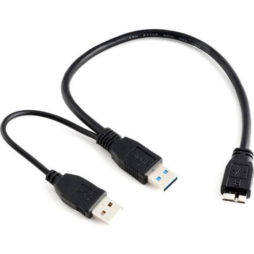 USB 3.0 Dual Power Y Shape 2 X Type A to Micro B Super Speed Cable External Hard Drives Extension Wire Connector SUB Sale