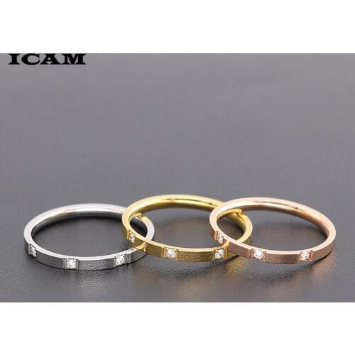 ICAM Rose Gold Color Classical Cubic Zirconia Wedding Engagement Ring for Woman Girls Austrian Crystals Gift Rings Bague Femme