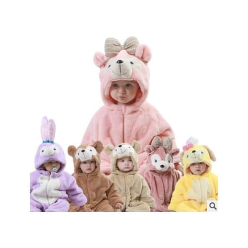 New Baby Romper Cute Cartoon Baby Winter Clothes Funny Bear Warm Hoodies Costume Jumpsuit Kids Baby Outfits Toddler Clothes 2019