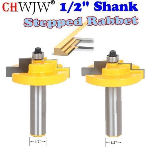 1PC 1/2" Shank Picture Frame Stepped Rabbet Molding Router Bit C3 Carbide Tipped Wood Cutting Tool woodworking router bits