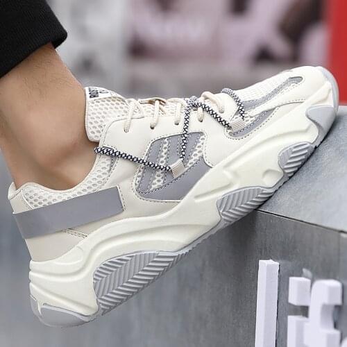 QGK Fashion Mens Breathable Retro Sneakers Luminous Trend Sports Running Jogging Shoes Male Trainers