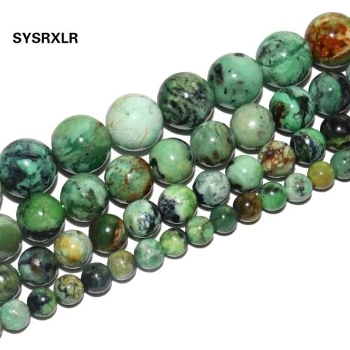 Natural Stone Variscite Round Loose Spacer Beads For Jewelry Making Charm DIY Necklace Bracelet Material 6/8/10/12mm