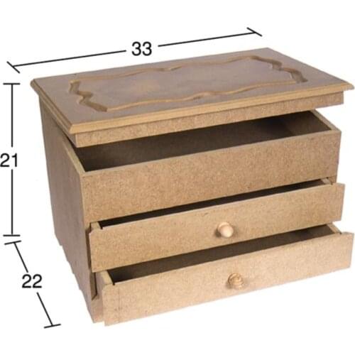 KU228 2 Drawers Box, Raw Wood Mdf Box