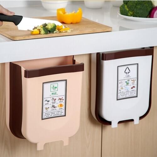 Kitchen Trash Can Hanging Type Foldable Household Cabinet Door Wall Hanging Kitchen Waste Hanging Sink Storage Basket