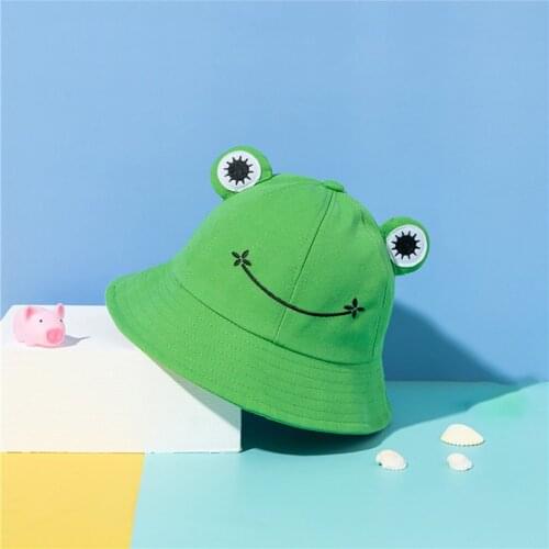 Summer Sunscreen Fisherman Cap Beach Caps Outdoor Fishing Hunting Sunhat Headwear Foldable Cotton Cute Frog Bucket Hat