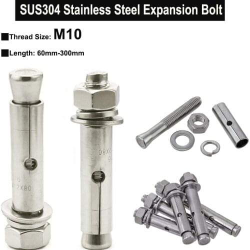 M10 SUS304 Wedge Anchor Expansion Bolt Built-in Expansion Screw Passivation Finished Length 60mm-300mm