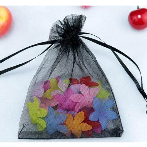 Wholesale 1000pcs/lot 7x9cm Black Organza Bags Small Drawstring Gift Bag Wedding Charm Jewelry Gifts Packaging Bag Pouches