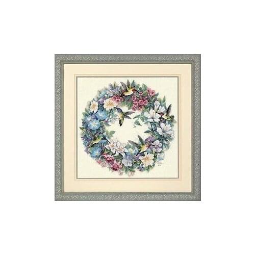 MM Top Quality Lovely Cute Counted Cross Stitch Kit Hummingbird Wreath Flower Wreath dim 35132