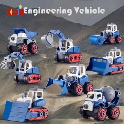 Children Educational Toy Car Model Screw Detachable Engineering Vehicle Sliding Excavator Bulldozer Gift For Boy Toy