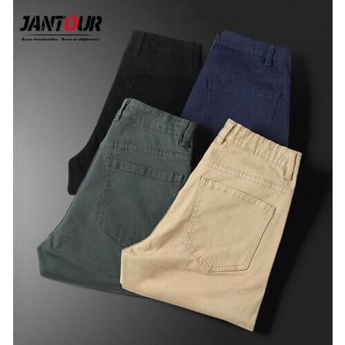 4 Colour Pantalones De Hombre Pants Men 2020 High Elasticity Slim Pencil Pants 98%Cotton Soft Pantalon Man Oversize 28-46 48