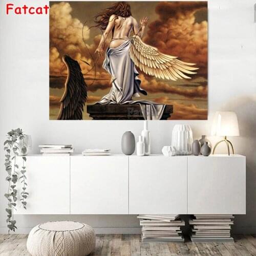 Folded Wings Angel Girl Diamond Painting 5D Diamond Embroidery Cross Stitch Full Drill Square Round Diamond Kit Decor New PP1995