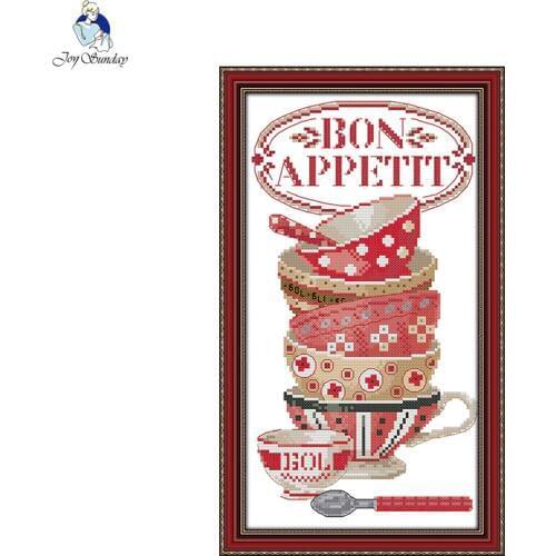 Joy Sunday Coffee cup 2 Counted Cross Stitch kits DIY 14CT and11CT For Embroidery Home Decor Needlework Cross-stitching