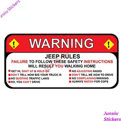 Jeep Rules Warning Creative Decals Wrangler Sahara Vinyl Car Stickers Waterproof Scratch-Proof Exterior SUV Fine Decor PVC13x6cm