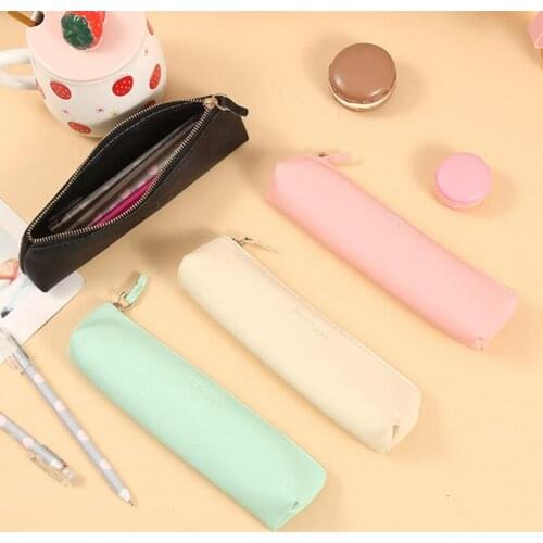 1pcs PU Leather Mini Pencil Case Color Pencil Bag Office School Supplies Stationery Gift Cute Pen Bag for Children