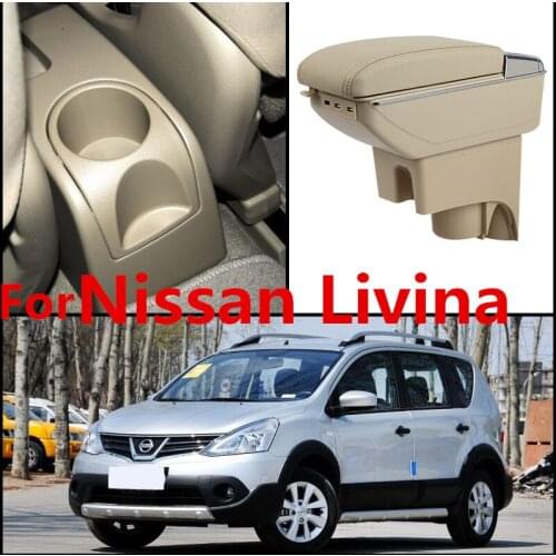 For Nissan Livina armrest box central Store content Storage livina x gear box with cup holder ashtray USB interface 2006-2017