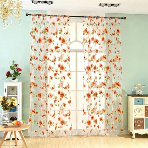 Romantic Bedroom Window Flower Pattern Sheer Curtain Room Divider European Curtains Drape Panel Sheer Tulle Home Decor