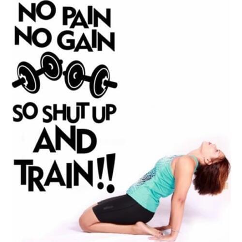 Dumbbell Letters Quotes Removable Wall Stickers for Fitness Vinyl Decals Gym Background Decals Wallpaper Art Poster YY122