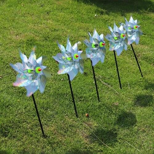 Silver Anti Bird Laser Windmill Bird Repeller Windmill Pinwheels Reflective Bird Scare Deterrent Driving Windmill