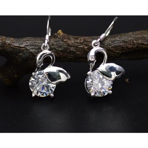 SALE Earrings for Women Silver Color Shape Goose Swan Clear Zircon Drop Earring Jewelry Elegant Animal Accessories Female Gift