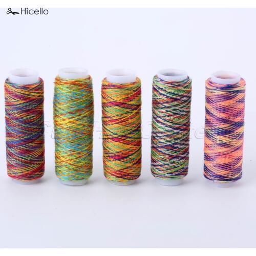 Hicello 5Pcs/bag Sewing Thread Hand Quilting Embroidery Rainbow Color Sewing Thread Home DIY Sewing Accessories Supplies Gifts