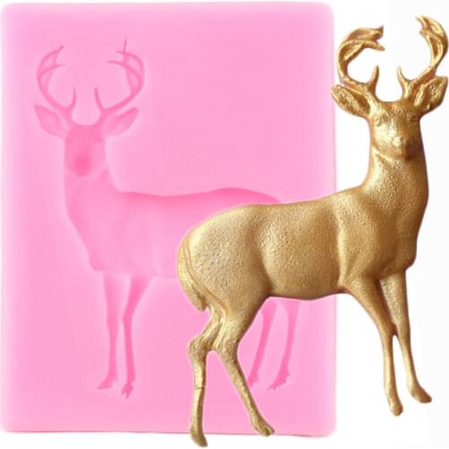 Christmas Deer Silicone Mold Chocolate Fondant Mould DIY Party Cake Decorating Tools Cake Baking Molds Polymer Clay Candy Moulds