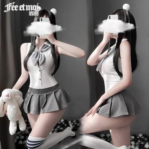 FM Sexy Lingerie sexy cute college style jumpsuit JK uniform temptation suit