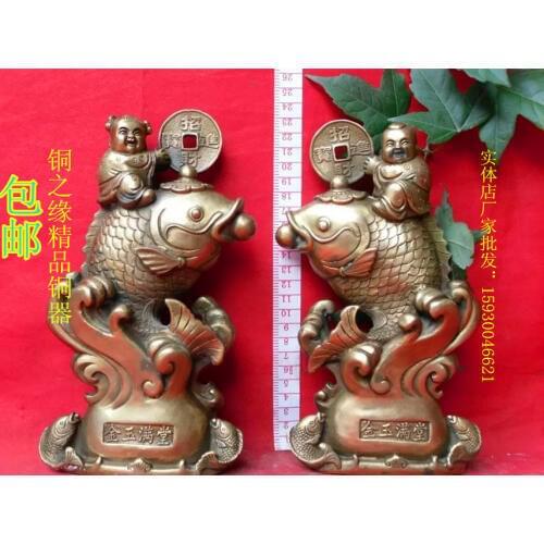 A bronze copper bronze jinyumantang carp May there be surpluses every year. rich more feng shui ornaments gifts