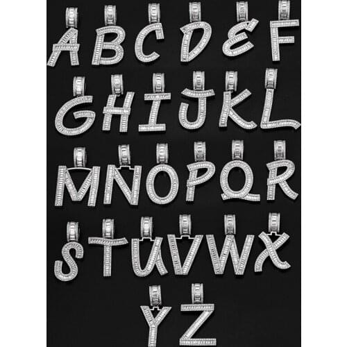 Top Quality 26 Letter Baguette Pendant Necklace Women Men Hip Hop Jewelry DY Collocation Letter Pendant With Rope Chain