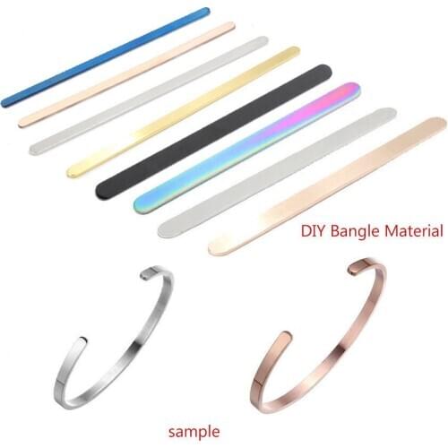 High-quality Stainless Steel Mirror Polished Rectangle Charm Blank Stamping Tag DIY C Open Cuff Bangle Material 50 piece/lot
