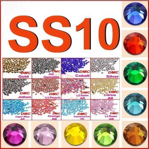 Top Quality ! SS 10 1440pcs Clear Crystal Color DMC Hot Fix Rhinestone iron on Stones Jewelry for Women Wedding DIY Clothes