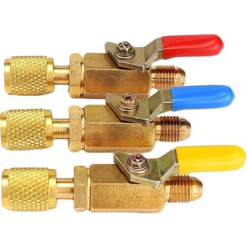 Air Conditioning Refrigerant Color Coded R134A Shut Valves Durable Safe Tools for A/C HVAC Refrigeration Charging Hoses Car AC