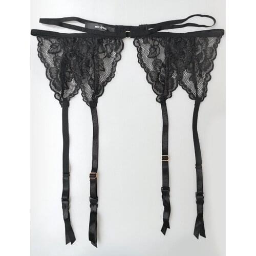 Solid Black Lace Sexy Women Garter Belt for Female Metal Buckle Suspender Belt Lingerie Underwear Gift GA1303