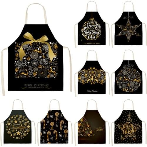 Women kitchen apron Christmas Golden black Gift Pattern apron for kitchen master apron kitchen apron women Kitchen apron Apron