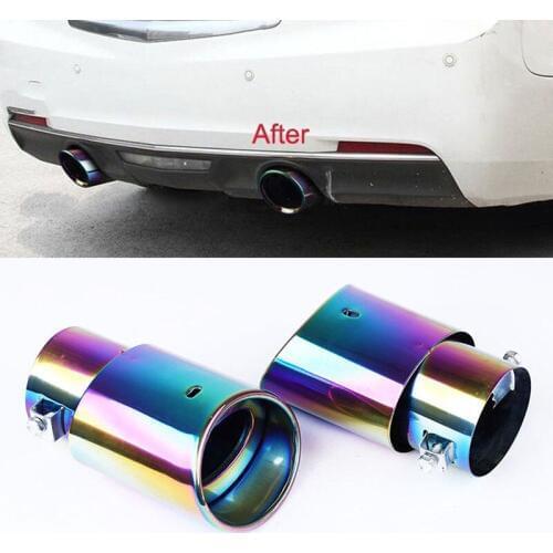 1pc Brand New And High Quality Stainless steel Rainbow ID 2.5''/60mm Car Exhaust Pipe Muffler Tip Tail for most cars