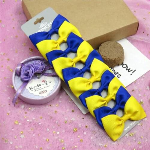 10PCS/Lot Lovely Blue Yellow With Hairpins Grosgrain Ribbon Bows Clips 2020 Korean Creativity Hair Accessories For Baby Girls
