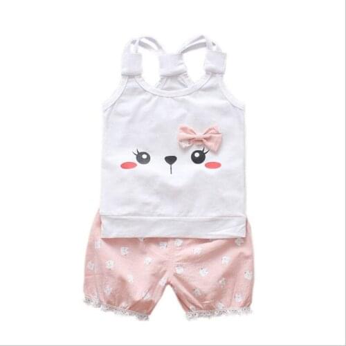 2018 Toddler Girl Summer Clothing Set Bow tie Vest + Shorts Kids Clothes Girls Shirt Pants Suit Brand Children Clothing