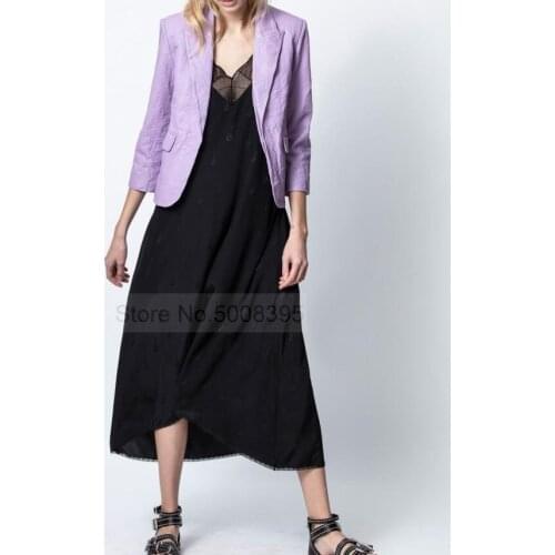 2021ss Black Sexy Women Dress Silk Jacquard Asymmetric V-neck Thin Straps Lace Trim Long Dress