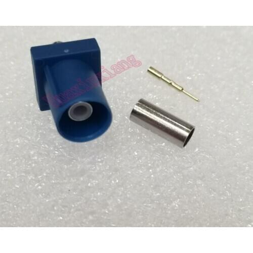 5PCS/Lot Fakra-C Crimp Male Adapter Plug Connector Blue Color RF Coaxial For RG316/RG174 Cable