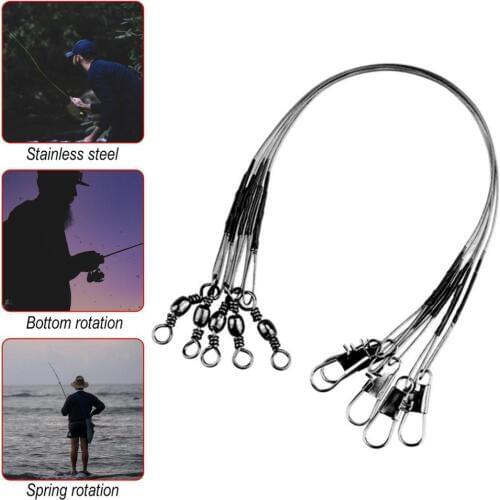 5pcs 16/23 cm Anti Bite Steel Fishing Line Steel Wire Leader With Swivel Fishing Accessory Lead Core Leash Fishing Leader Wire