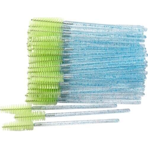 50 Pcs Disposable Eyelash Brushes Nylon Brow Brush Crystal Mascara Wands Applicator Eyelash Cosmetic Comb Women Makeup Tools