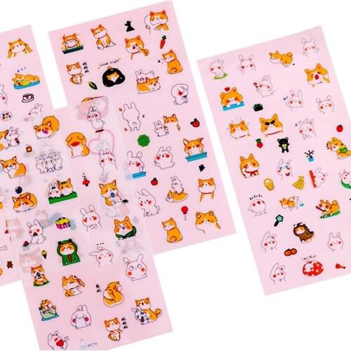 6pcs/pack Creative Cartoon Small Fresh Scrapbooking Label Diary Stationery Stickers Four Selected